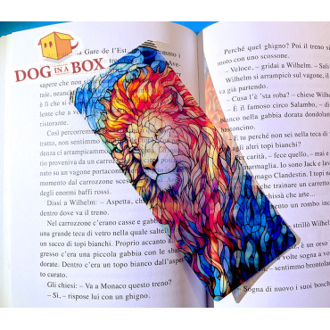 Lion Bookmark n.2 - Handmade Transparent Bookmark | Crystal, Stained Glass Effect | animal bookmark