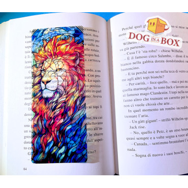 Marque-page Lion n.2 - Marque-page transparent fait main | Effet vitrail, cristal | animal marque-page