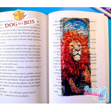 Lion Bookmark n.3 - Handmade Transparent Bookmark | Crystal, Stained Glass Effect | animal bookmark