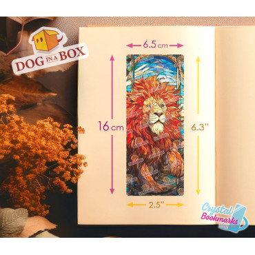 Lion Bookmark n.3 - Handmade Transparent Bookmark | Crystal, Stained Glass Effect | animal bookmark