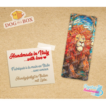Lion Bookmark n.3 - Handmade Transparent Bookmark | Crystal, Stained Glass Effect | animal bookmark