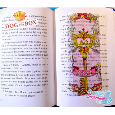 Love Bookmark n.1 - Handmade Transparent Bookmark | Crystal, Stained Glass Effect | angels bookmark