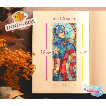 Marque-page Capitaine America n.1 - Marque-page transparent fait main | Effet vitrail, cristal | Marvel Avengers
