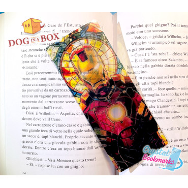 Marque-page Iron Man n.1 - Marque-page transparent fait main | Effet vitrail, cristal | Marvel Avengers