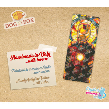 Marque-page Iron Man n.1 - Marque-page transparent fait main | Effet vitrail, cristal | Marvel Avengers