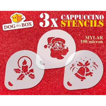 Christmas stencils n.6 (set of 3) Cappuccino and Coffee cocoa powder decor stencil - Face Painting stencils