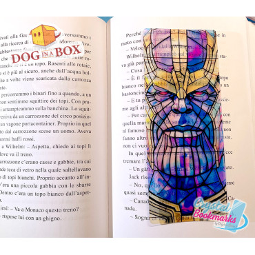 Thanos Lesezeichen Nr. 1 – Handgemachtes transparentes Lesezeichen | Kristall, Buntglas Effekt | Marvel Avengers