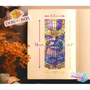 Segnalibro Thanos n.1 - Segnalibro trasparente fatto a mano | Effetto vetro, cristallo | Marvel Avengers