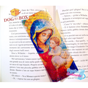Mary mother of Jesus Bookmark n.1 - Handmade Transparent Bookmark | Crystal, Stained Glass Effect | christian bookmark