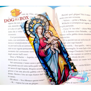 Marque-page Marie mère de Jésus n.2 - Marque-page transparent fait main | Effet vitrail, cristal | marque-page chrétien