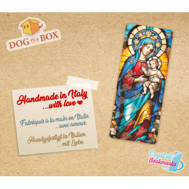 Mary mother of Jesus Bookmark n.2 - Handmade Transparent Bookmark | Crystal, Stained Glass Effect | christian bookmark