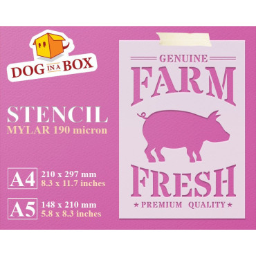 Farm Fresh pig stencil - Reusable farm stencil for wood signs, fabrics, bags, sacks and walls