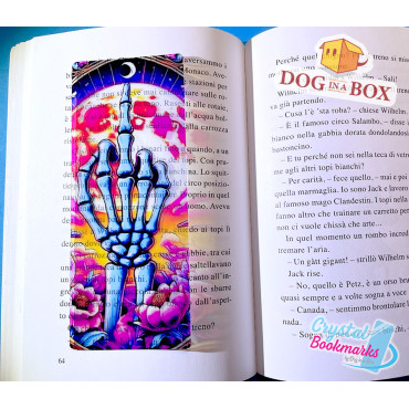 Middle finger Bookmark n.1 - Handmade Transparent Bookmark | Crystal, Stained Glass Effect | Tarot Bookmark