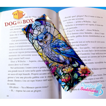 Owl Bookmark n.1 - Handmade Transparent Bookmark | Crystal, Stained Glass Effect | animal Bookmark