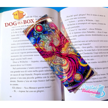 Phoenix Bookmark n.1 - Handmade Transparent Bookmark | Crystal, Stained Glass Effect | fantasy Bookmark