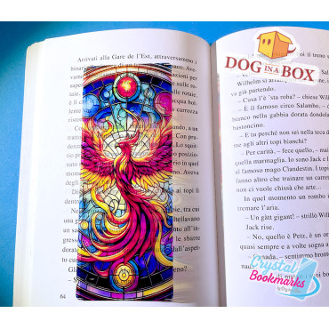 Phoenix Bookmark n.1 - Handmade Transparent Bookmark | Crystal, Stained Glass Effect | fantasy Bookmark