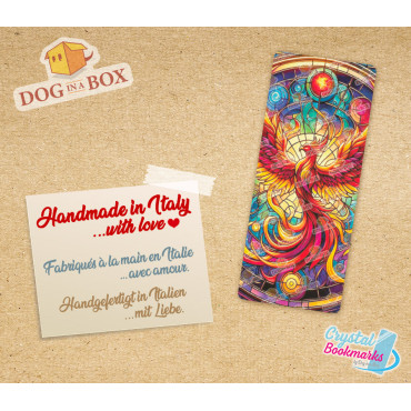 Phoenix Bookmark n.1 - Handmade Transparent Bookmark | Crystal, Stained Glass Effect | fantasy Bookmark