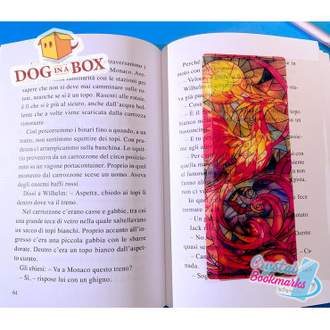 Phoenix Bookmark n.2 - Handmade Transparent Bookmark | Crystal, Stained Glass Effect | fantasy Bookmark