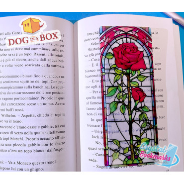 Marque-page Rose n.1 - Marque-page transparent fait main | Effet vitrail, cristal | marque-page fleurs