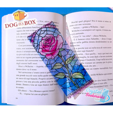 Rose Bookmark n.2 - Handmade Transparent Bookmark | Crystal, Stained Glass Effect | flowers bookmark