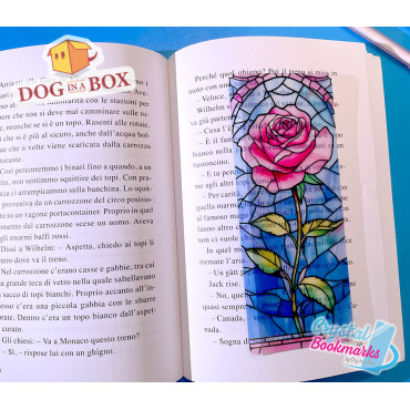 Marque-page Rose n.2 - Marque-page transparent fait main | Effet vitrail, cristal | marque-page fleurs