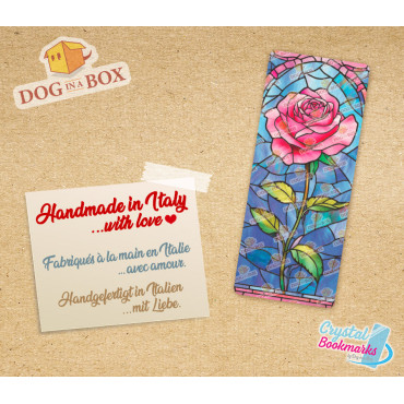 Marque-page Rose n.2 - Marque-page transparent fait main | Effet vitrail, cristal | marque-page fleurs