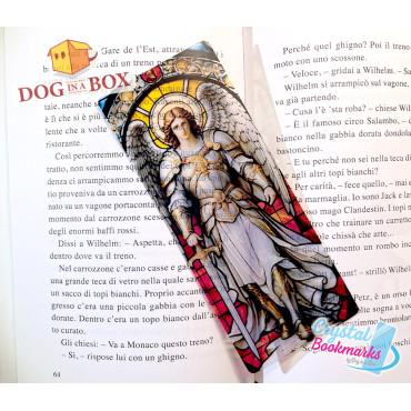 Saint Raphael Bookmark n.1 - Handmade Transparent Bookmark | Crystal, Stained Glass Effect | angel bookmark