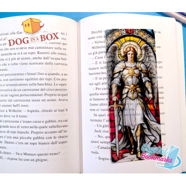 Saint Raphael Bookmark n.1 - Handmade Transparent Bookmark | Crystal, Stained Glass Effect | angel bookmark