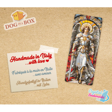 Saint Raphael Bookmark n.1 - Handmade Transparent Bookmark | Crystal, Stained Glass Effect | angel bookmark