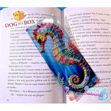 Seahorse Bookmark n.1 - Handmade Transparent Bookmark | Crystal, Stained Glass Effect | sea life bookmark