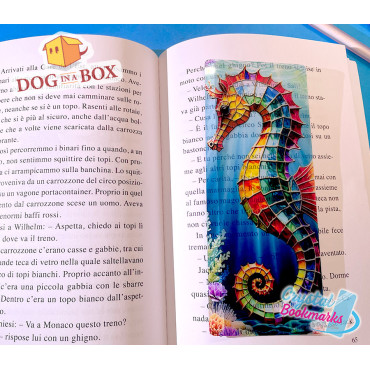 Seahorse Bookmark n.1 - Handmade Transparent Bookmark | Crystal, Stained Glass Effect | sea life bookmark