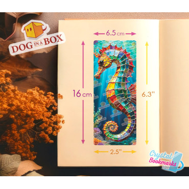Seahorse Bookmark n.1 - Handmade Transparent Bookmark | Crystal, Stained Glass Effect | sea life bookmark