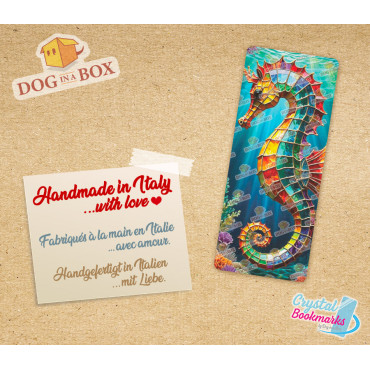 Marque-page Hippocampe n.1 - Marque-page transparent fait main | Effet vitrail, cristal | marque-page vie marine