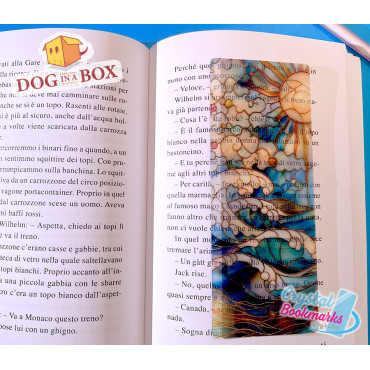 Marque-page Soleil et vagues n.1 - Marque-page transparent fait main | Effet vitrail, cristal | marque-page élégant