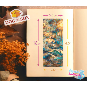Marque-page Soleil et vagues n.1 - Marque-page transparent fait main | Effet vitrail, cristal | marque-page élégant