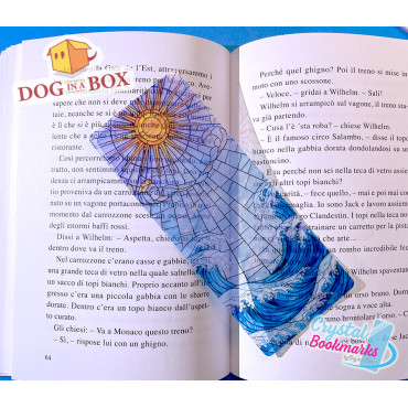 Sun and waves Bookmark n.2 - Handmade Transparent Bookmark | Crystal, Stained Glass Effect | elegant bookmark