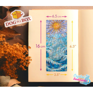 Marque-page Soleil et vagues n.2 - Marque-page transparent fait main | Effet vitrail, cristal | marque-page élégant