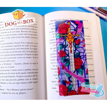 Sword Bookmark n.1 - Handmade Transparent Bookmark | Crystal, Stained Glass Effect | fantasy bookmark