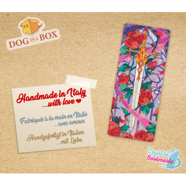 Sword Bookmark n.1 - Handmade Transparent Bookmark | Crystal, Stained Glass Effect | fantasy bookmark