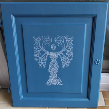 Stencil Donna Albero n. 1 - Stencil albero della vita, stencil Yggdrasill per decorazioni murali e cartelli in legno