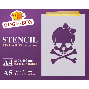 Cute skull stencil - Reusable Skull and Bones stencil for wood, walls, fabrics and party decor