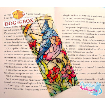 Bird Bookmark n.1 - Handmade Transparent Bookmark | Crystal, Stained Glass Effect | animal bookmark