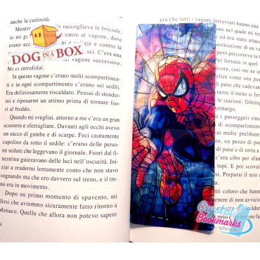 Segnalibro Spider-Man n.2 - Segnalibro trasparente fatto a mano | Effetto vetro, cristallo | Marvel Avengers