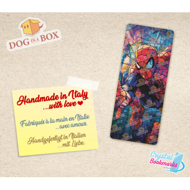 Segnalibro Spider-Man n.2 - Segnalibro trasparente fatto a mano | Effetto vetro, cristallo | Marvel Avengers