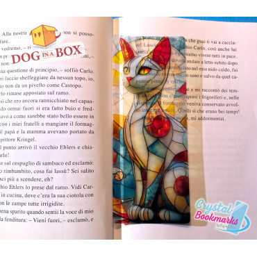 Marque-page Chat n.6 - Marque-page transparent fait main | Effet vitrail, cristal | joli marque-page
