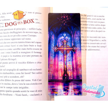 Marque-page Croix n.1 - Marque-page transparent fait main | Effet vitrail, cristal | marque-page chrétien