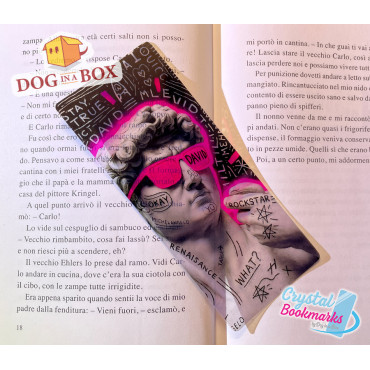 Marque-page Le David de Michel-Ange n.1 - Marque-page transparent fait main | Effet vitrail, cristal | Pop Art