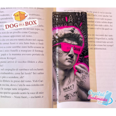 David of Michelangelo Bookmark n.1 - Handmade Transparent Bookmark | Crystal, Stained Glass Effect | Pop Art