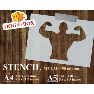 Body Builder stencil n.1 - Reusable stencil for gym wall decors, fabrics and wood signs.