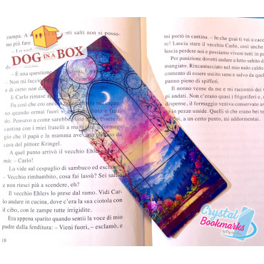 Marque-page Jour et nuit n.5 - Marque-page transparent fait main | Effet vitrail, cristal | Soleil et lune